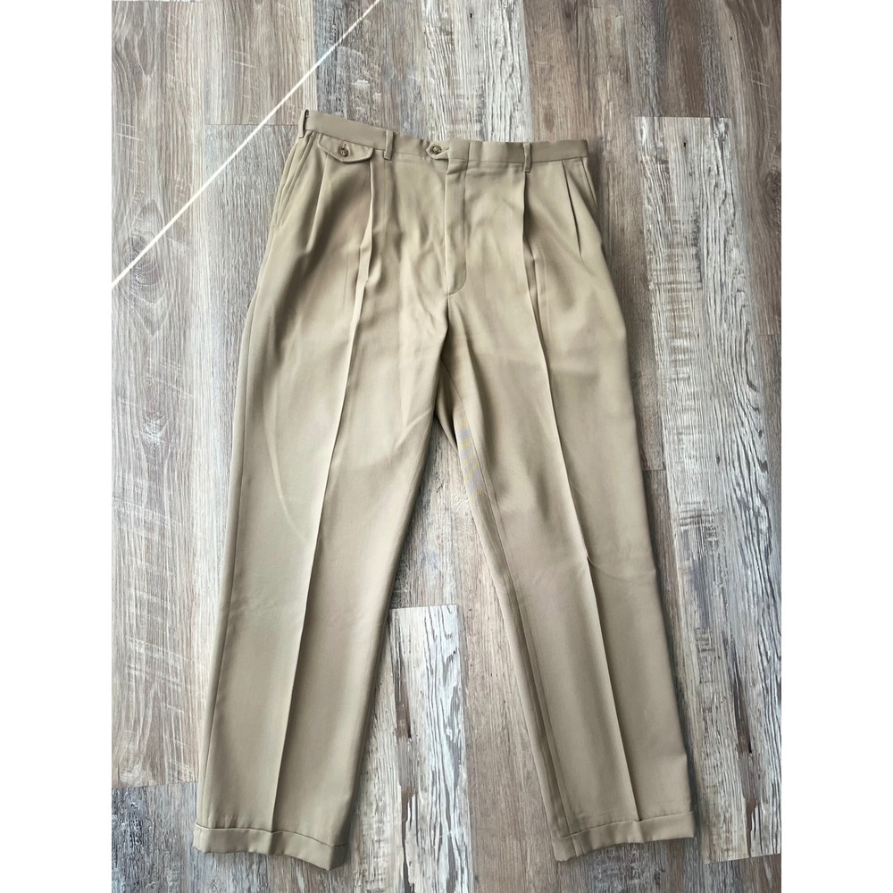 Racquet Club Mens Tan Pleated Dress Pants Trousers Size 36x32